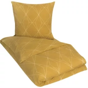 Sengetøy - 140x220 cm - Grafisk karri - Sengesett i 100 % bomull