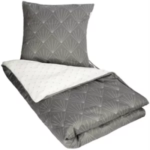 Sengetøy - 140x220 cm - Waves grå - Sengesett i 100% bomull