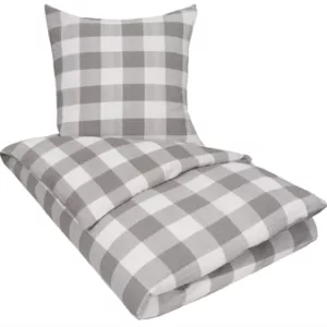 Sengetøy dobbeldyne - 200x220 cm - Krepp Sengetøy - Check grey - By Night sengesett