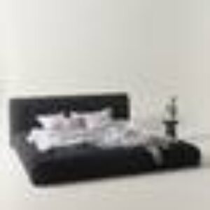 DERMY sengeramme 180 cm Svart marmor izmir/røykfarget mattsvart