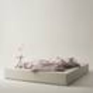 TRIBIO sengeramme 160 cm Eliseouter: champagne color leather /inside: offwhite color velvet