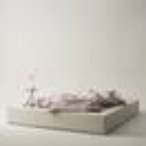 TRIBIO sengeramme 180 cm Eliseouter: champagne color leather /inside: offwhite color velvet