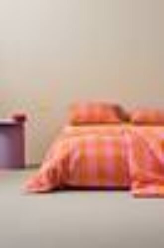 NAIMA sengesett enkeltseng Mandarin/tyggegummirosa