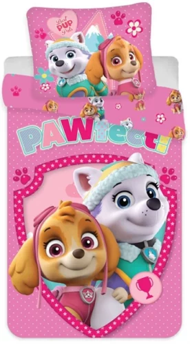 Paw Patrol sengetøy – 140×200 cm – Paw Patrol Everest og Skye – 2 i 1 design – 100% bomull