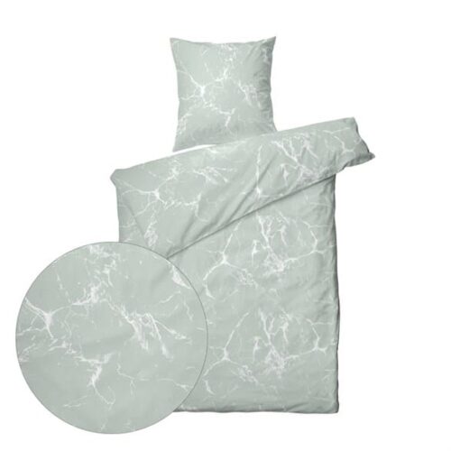 Sengesett 140×220/60×63 cm – Marmor Desent Sage Green- bomullssateng