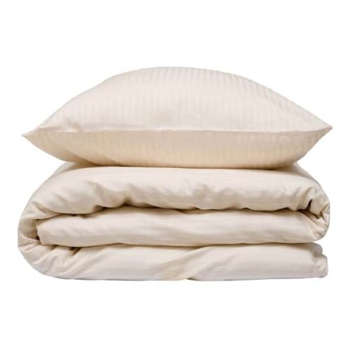 Sengesett 240×220/2x60x63 cm – Smal stripete creme – bomullssateng