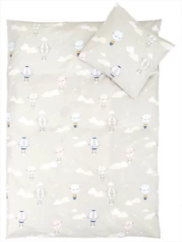 Sengetøy – 100×140 cm – Grått med ballonger – 100% organisk bomull