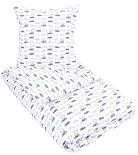 Sengetøy – 100×140 cm – Motiv av småbiler – 100% Bomull