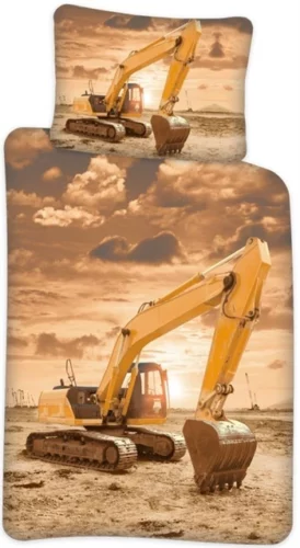 Sengetøy – 100×140 cm – Sengesett med gravmaskin – 100% bomull