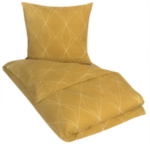 Sengetøy – 140×200 cm – Grafisk karri – Sengesett i 100 % bomull